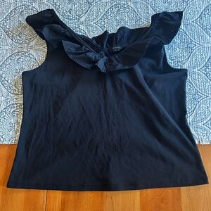 Ann Taylor Black Tank with Flattering Ruffle Front Size XL